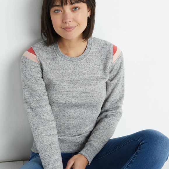 Marine Layer "Banks Crewneck" light heather gray sweatshirt - Picture 2 of 7